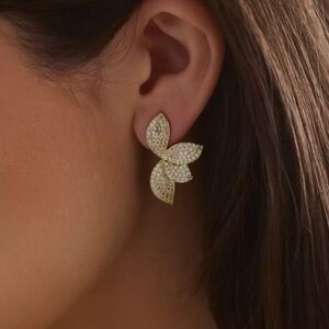 Gold Pave Petal Earrings